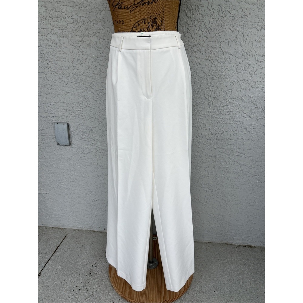 Vince Camuto Wide Leg Dress Pants Womens 10 High Rise Classic Chic White Pleated